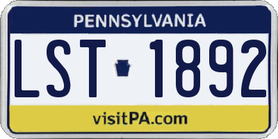 PA license plate LST1892