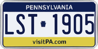 PA license plate LST1905
