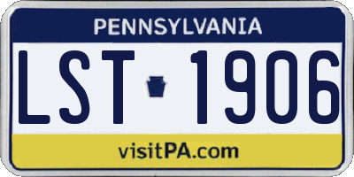PA license plate LST1906
