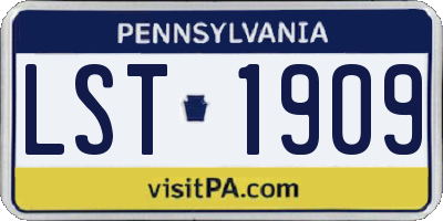 PA license plate LST1909
