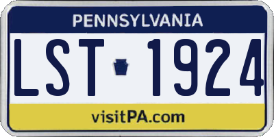 PA license plate LST1924