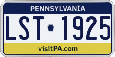 PA license plate LST1925