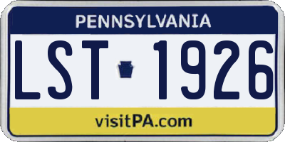 PA license plate LST1926