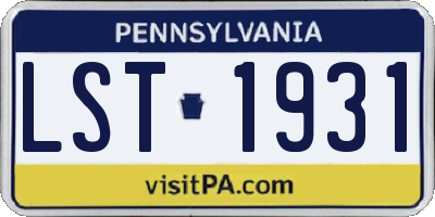 PA license plate LST1931