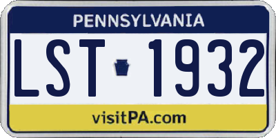 PA license plate LST1932