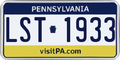 PA license plate LST1933