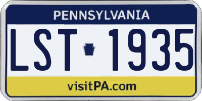 PA license plate LST1935