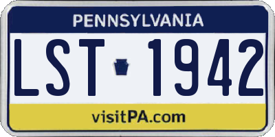PA license plate LST1942