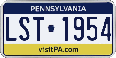 PA license plate LST1954