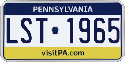 PA license plate LST1965
