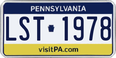 PA license plate LST1978