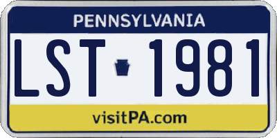 PA license plate LST1981