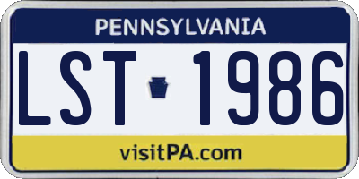 PA license plate LST1986