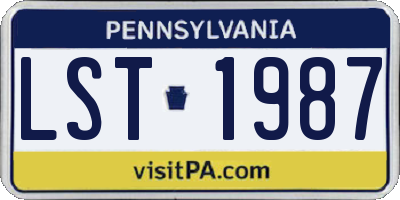 PA license plate LST1987