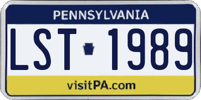 PA license plate LST1989