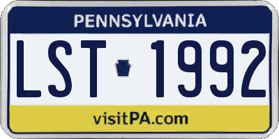 PA license plate LST1992