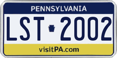 PA license plate LST2002