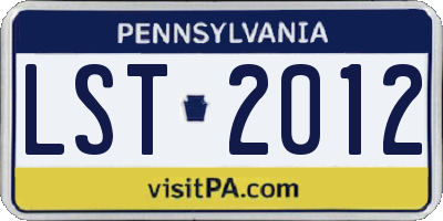 PA license plate LST2012