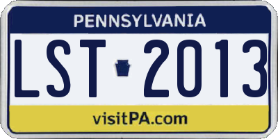 PA license plate LST2013