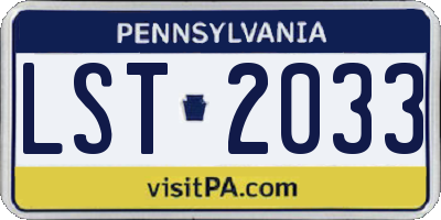 PA license plate LST2033