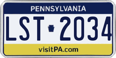 PA license plate LST2034