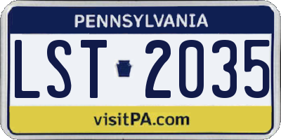PA license plate LST2035