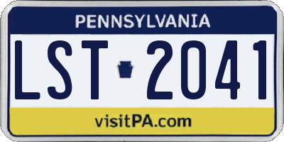 PA license plate LST2041