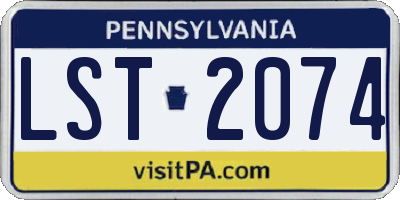 PA license plate LST2074