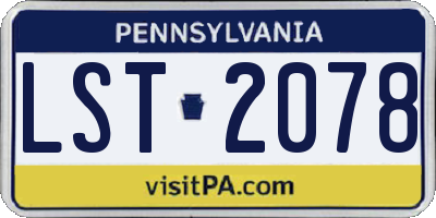 PA license plate LST2078