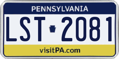 PA license plate LST2081