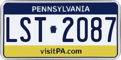 PA license plate LST2087