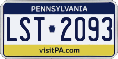 PA license plate LST2093