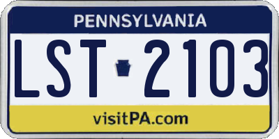 PA license plate LST2103