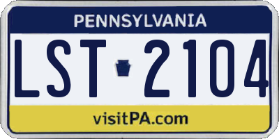 PA license plate LST2104