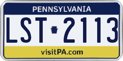 PA license plate LST2113