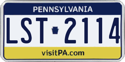 PA license plate LST2114