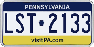 PA license plate LST2133