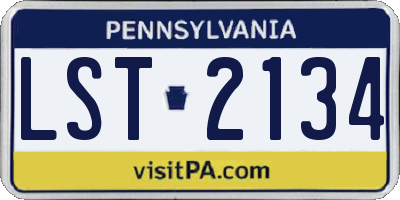 PA license plate LST2134