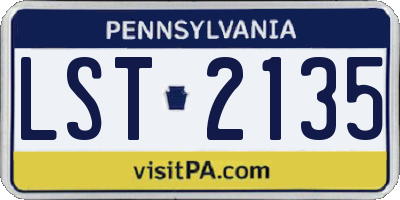 PA license plate LST2135