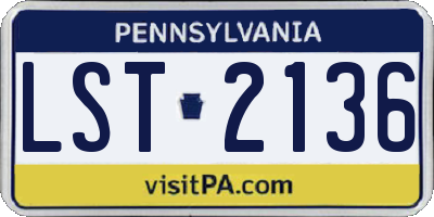 PA license plate LST2136