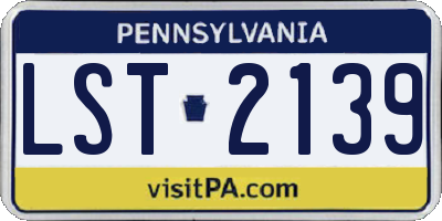 PA license plate LST2139