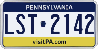 PA license plate LST2142