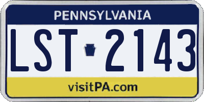 PA license plate LST2143