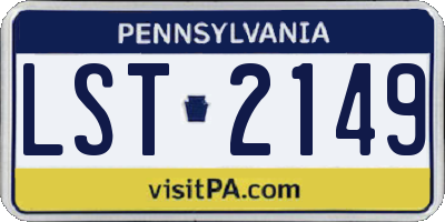 PA license plate LST2149
