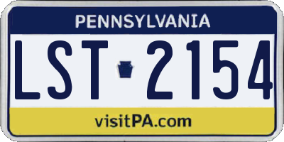 PA license plate LST2154