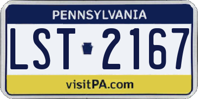 PA license plate LST2167
