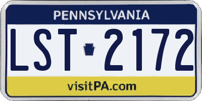 PA license plate LST2172
