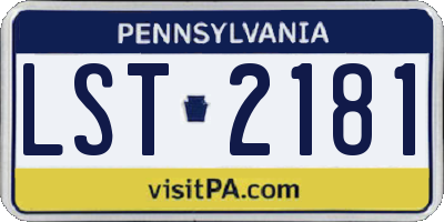 PA license plate LST2181
