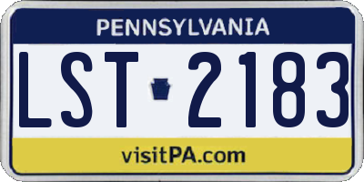 PA license plate LST2183