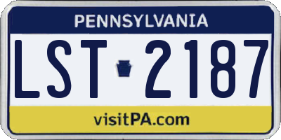 PA license plate LST2187